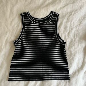 Black and White Striped Sleeveless Top